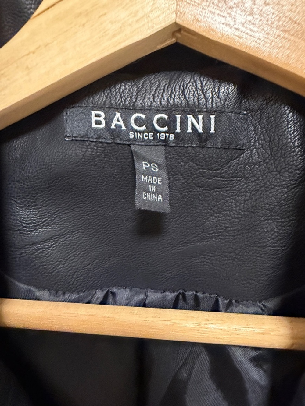 Baccini Black Faux Leather Asymmetrical Zip Jacket with Gold Hardware - Picture 3 of 3